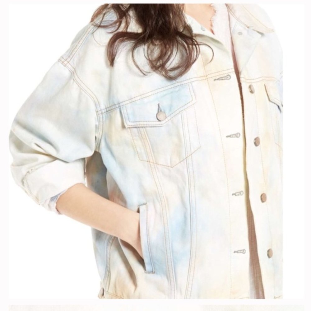 Free People Tie Dye Oversized Jean Jacket
